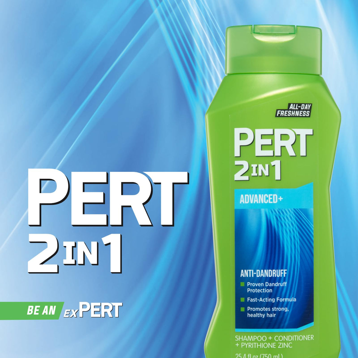 Pert comparing bottle size next to common toiletry to show 25.4 oz volume and value