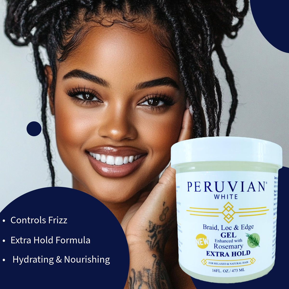 Peruvian white used to smooth edges offering sleek control benefit