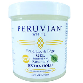 Peruvian white front label showing 16 oz tub and rosemary scent benefit
