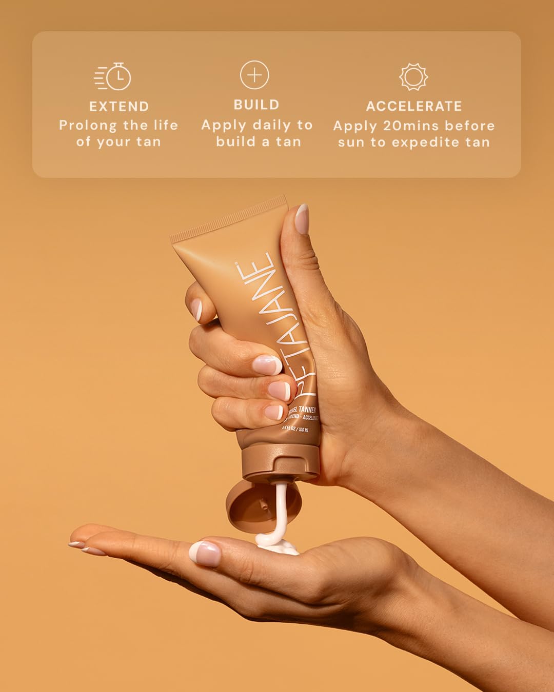 Peta Jane being applied to hand demonstrating even application and fast absorption