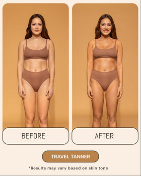 Peta Jane bottle next to phone to show 3.4oz travel-friendly size benefit