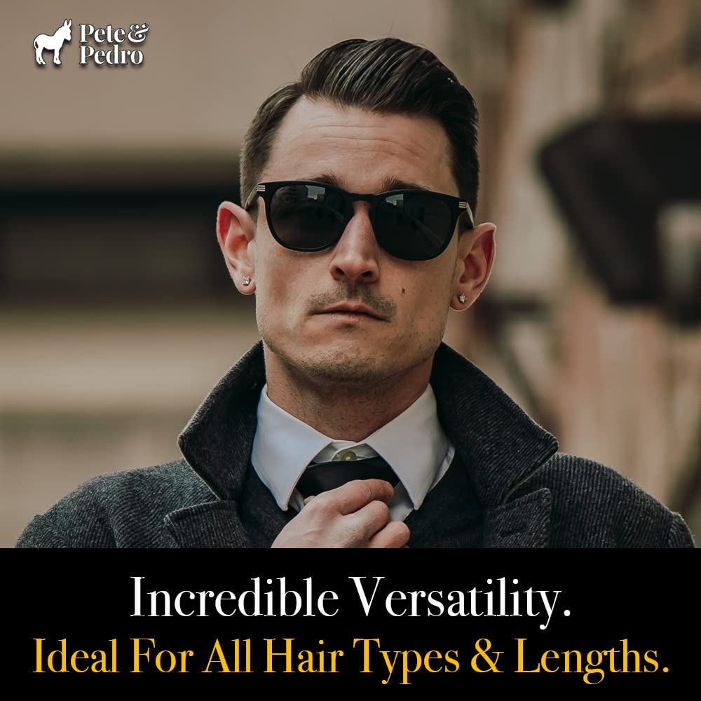 Side view of men's textured hairstyle styled with Pete & Pedro clay for natural finish