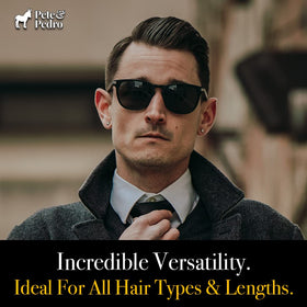 Side view of men's textured hairstyle styled with Pete & Pedro clay for natural finish