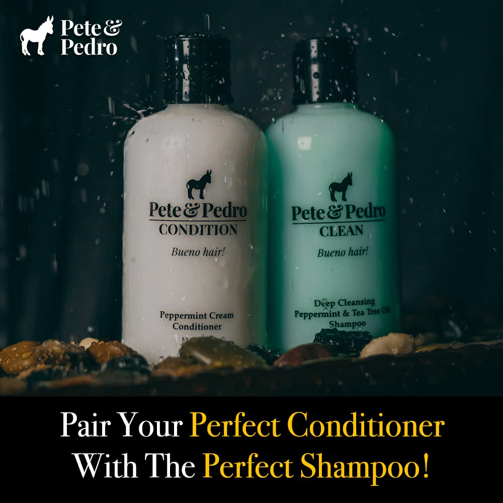 Pete & Pedro conditioner applied to wet hair demonstrating detangling benefit