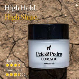 Pete & Pedro pomade on hands being warmed for easy application benefit