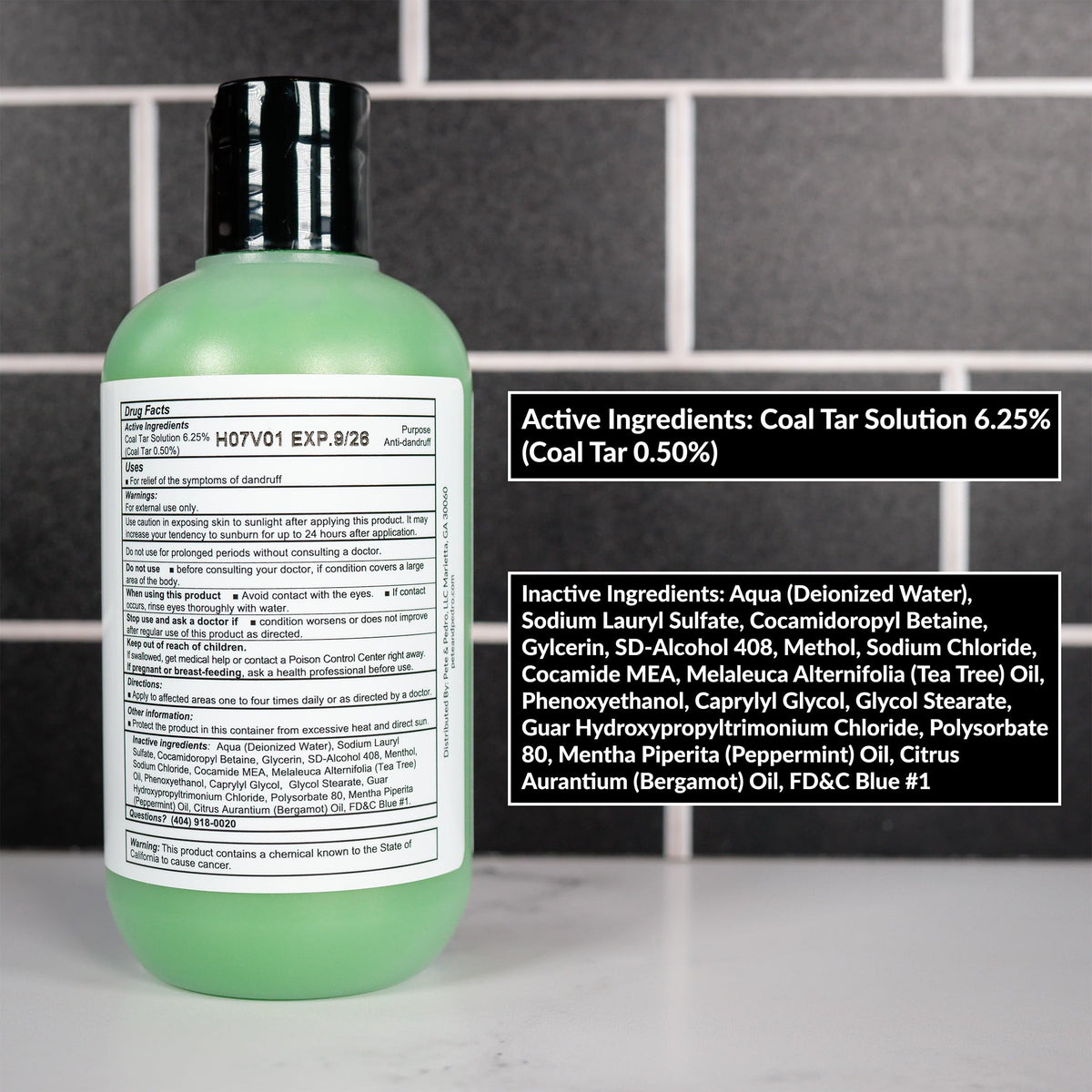 Pete & Pedro coal tar ingredient visualization highlighting medicated strength and efficacy