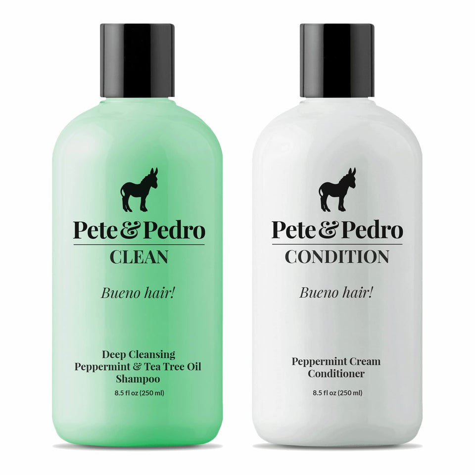 Pete & Pedro front packaging showing both Clean and Condition for balanced cleansing