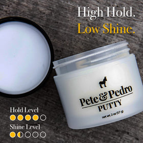 Pete & Pedro putty rubbed between palms for smooth application and even product distribution
