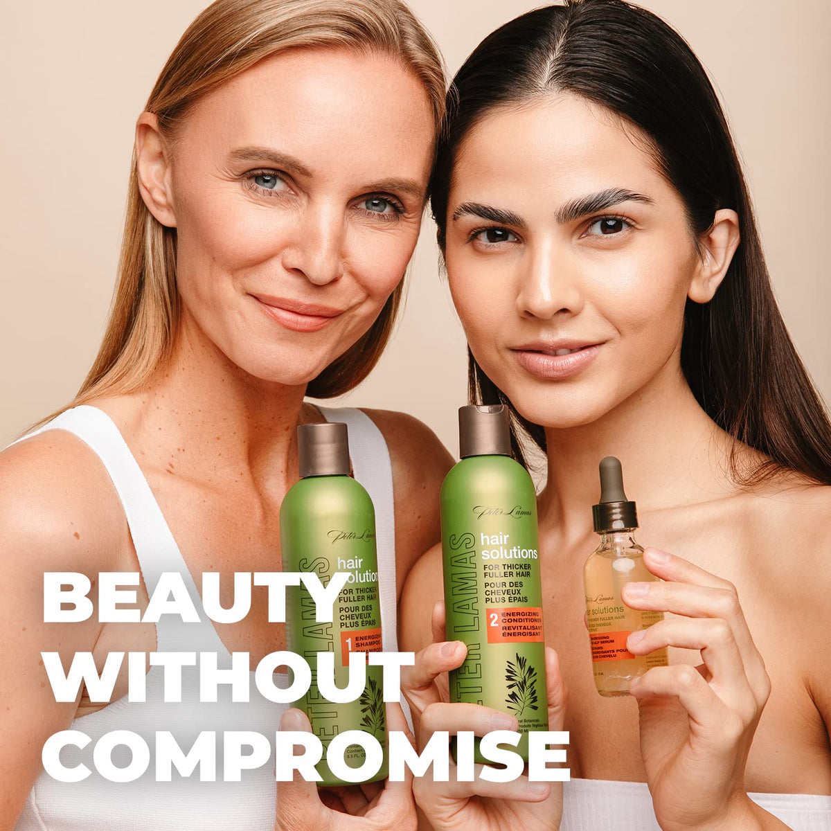 Peter Lamas label close-up highlighting active ingredients and benefits