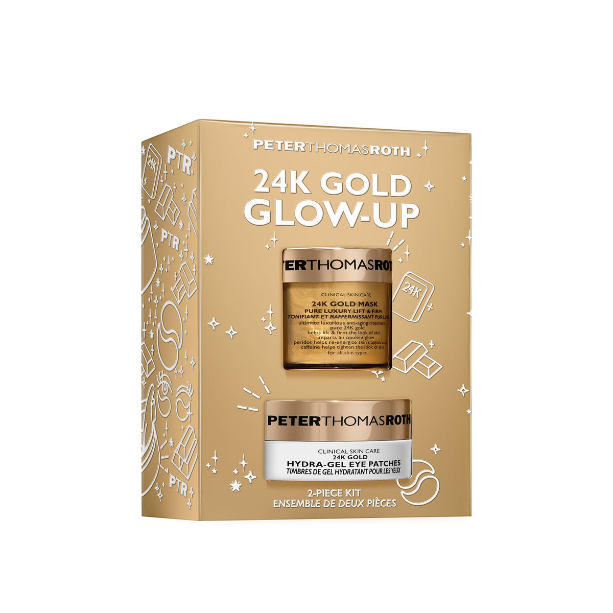 Peter Thomas Roth 24K Gold kit front packaging showing luxurious duo and benefits