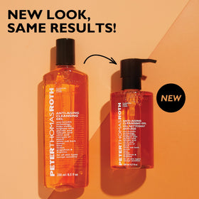 Peter Thomas Roth cleanser staged in bathroom showing daily skincare routine