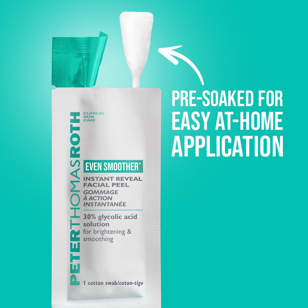 Peter Thomas Roth applying swab to cheek demonstrating targeted exfoliation