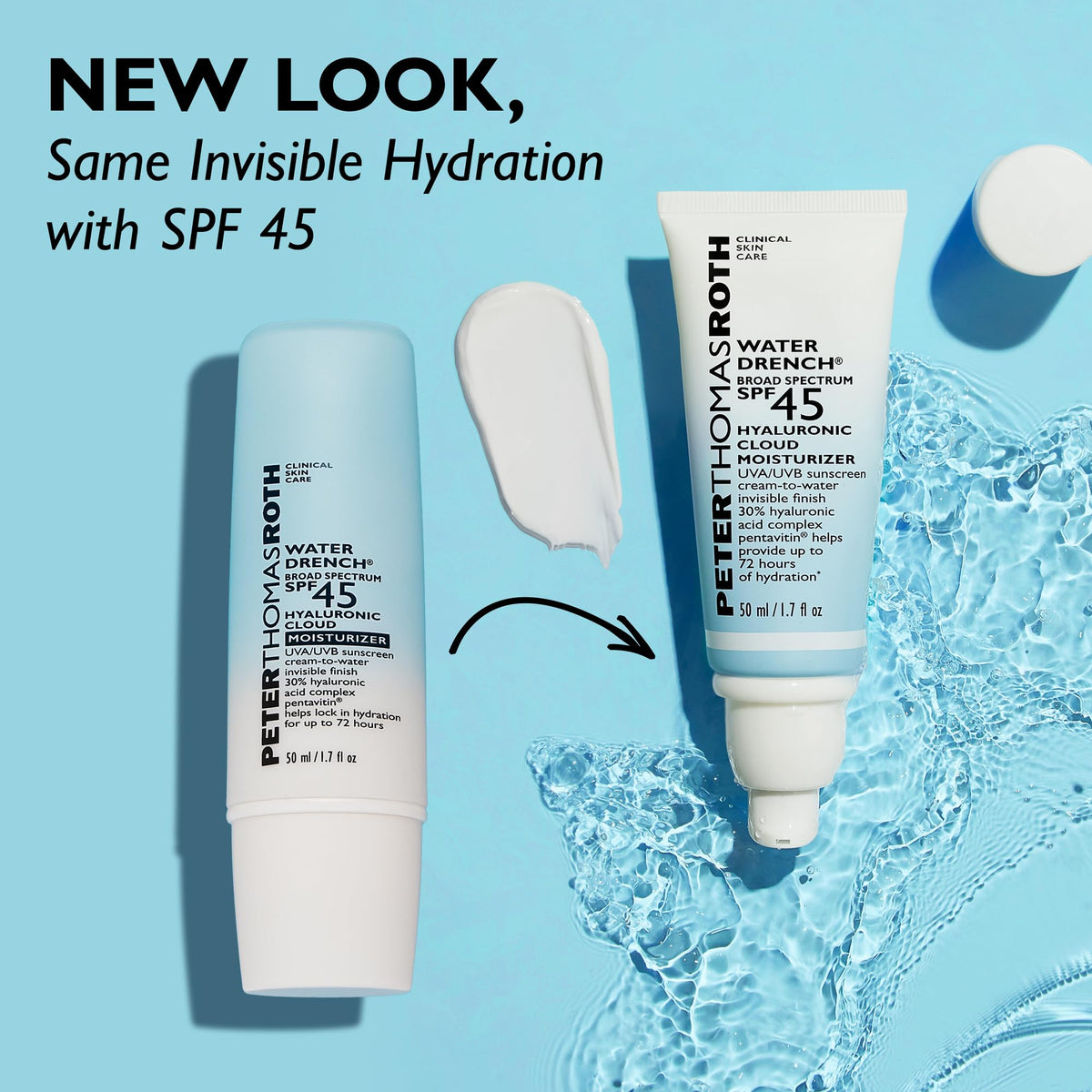 Peter Thomas Roth product spread on hand demonstrating even coverage and invisible finish
