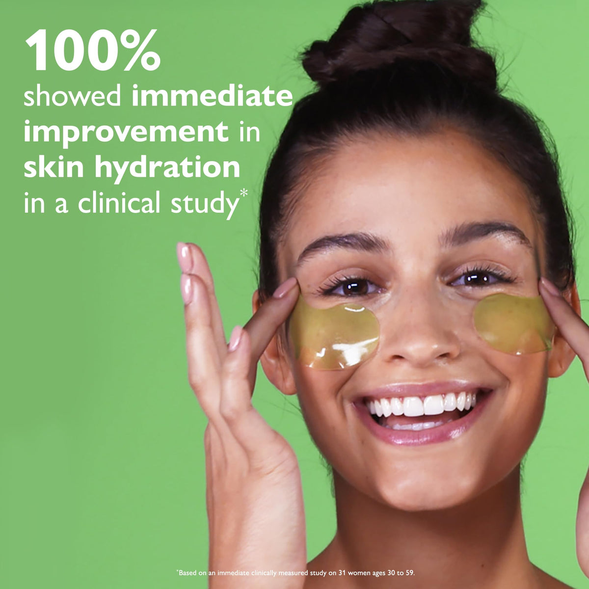 peter thomas roth patches applied under-eye demonstrating fit and lift