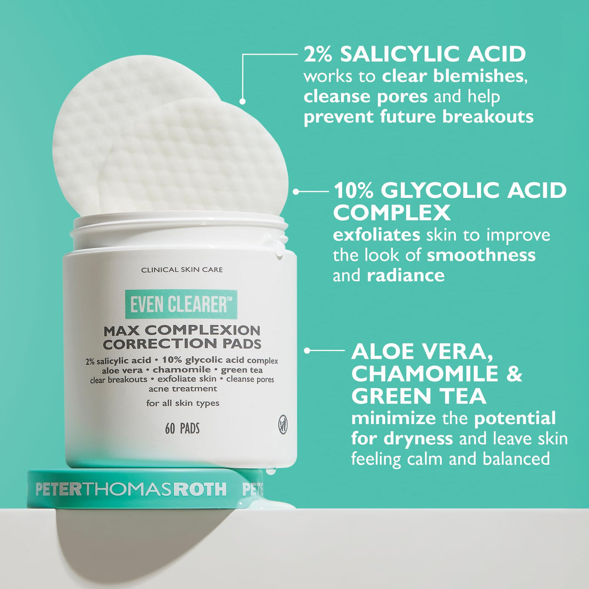 Peter Thomas Roth product label and ingredients, transparency about active acids benefit