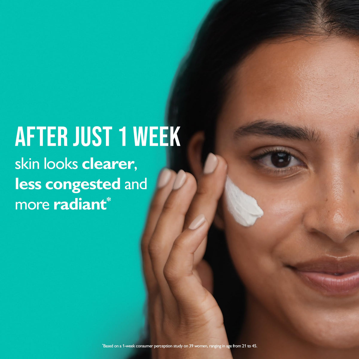 Peter Thomas Roth product in hand for scale demonstrating generous application amount