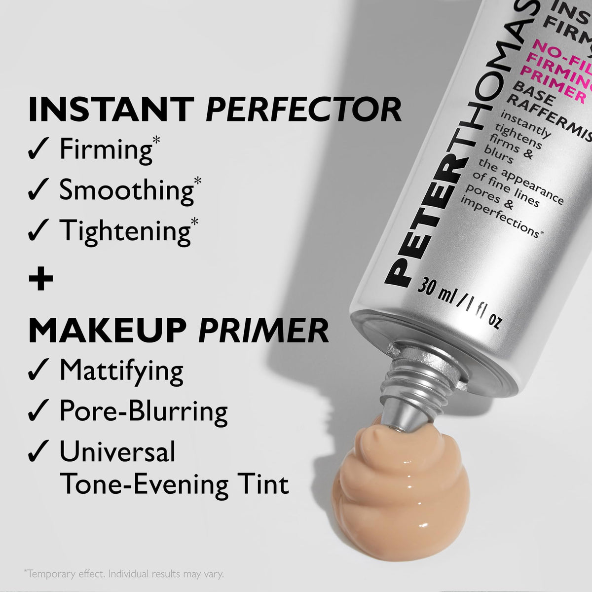 Peter Thomas Roth primer swatched on hand showing instant blur benefit