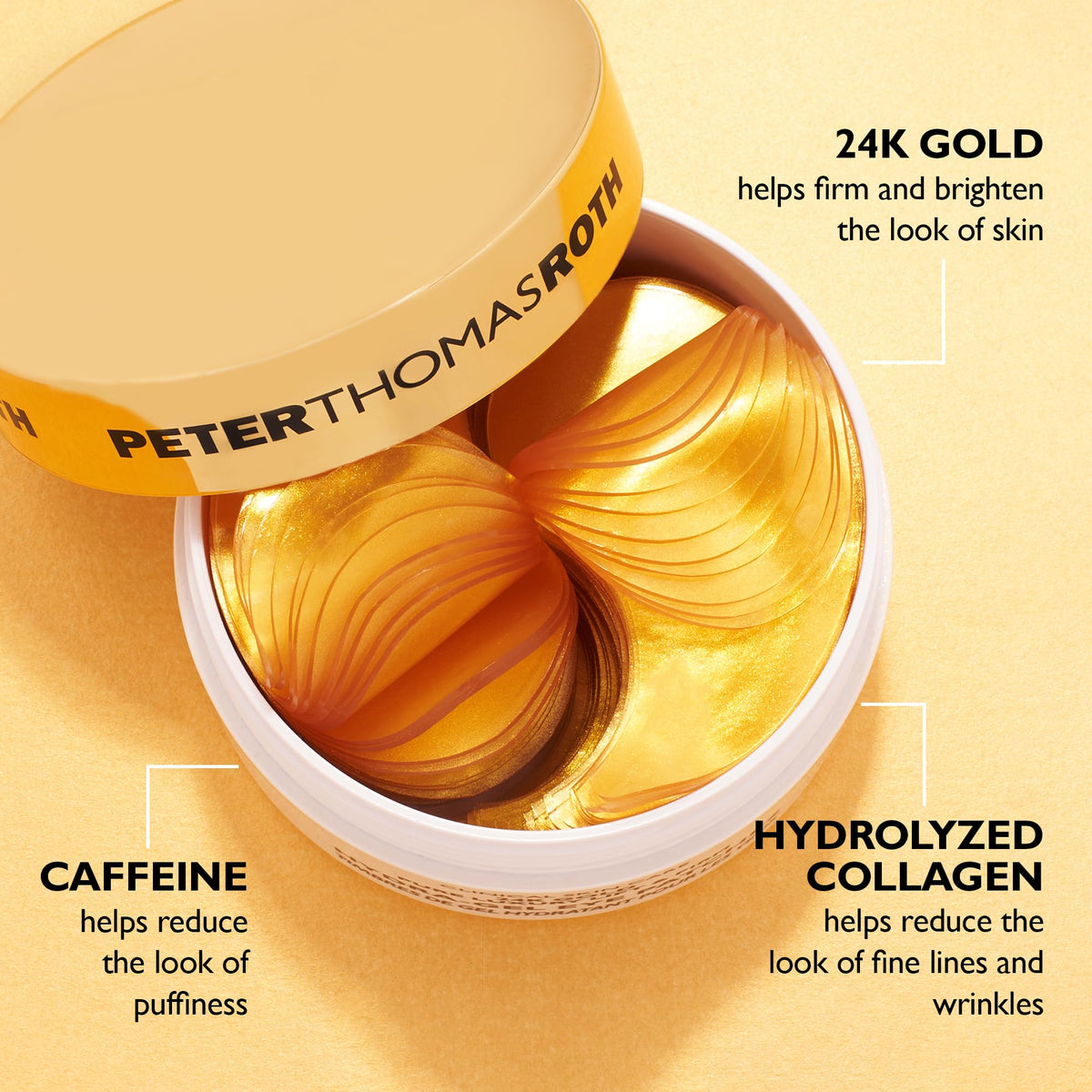 Peter Thomas Roth patch applied under eye demonstrating firming and cooling