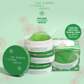 Peter Thomas Roth cucumber hydrogel patches close-up showing smooth texture and cooling finish