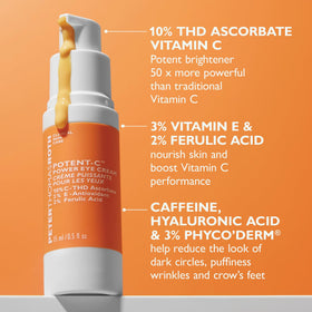 Peter Thomas Roth applying cream under eye to reduce puffiness appearance