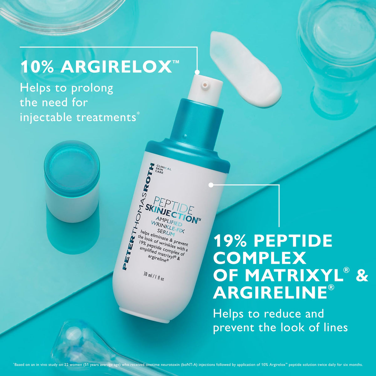 Peter Thomas Roth ingredient label focus showing peptide concentrations for targeted anti-aging support