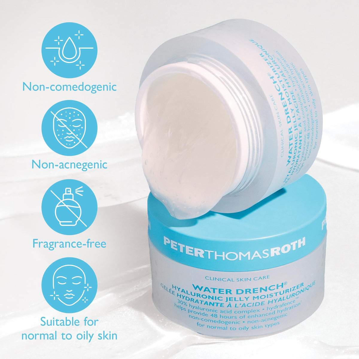 Peter Thomas Roth applying jelly to hand demonstrating matte finish without greasiness
