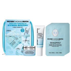 Peter Thomas Roth pouch front view showing compact travel set and easy storage benefit