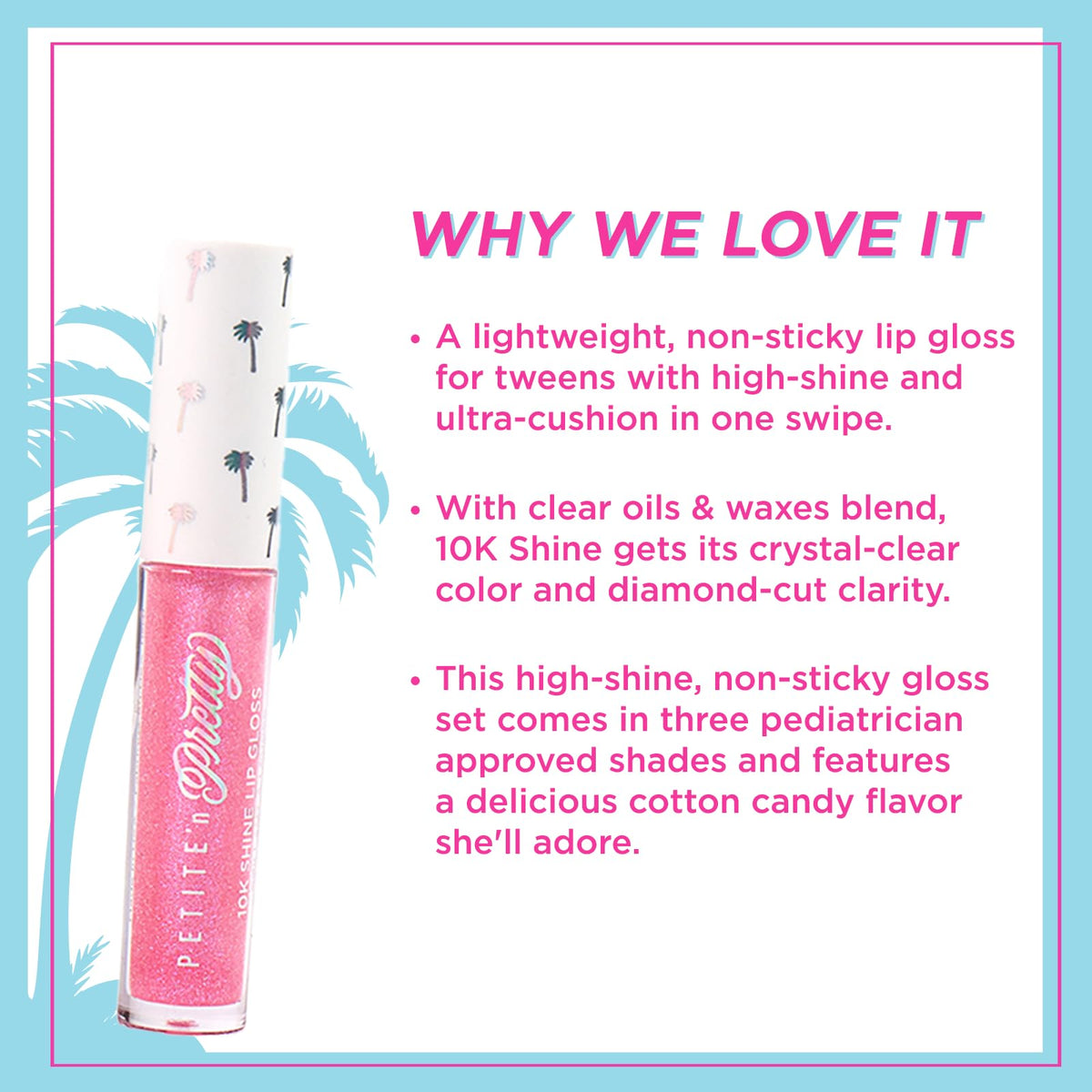 Petite 'N Pretty mini gloss beside key to show compact travel-friendly size
