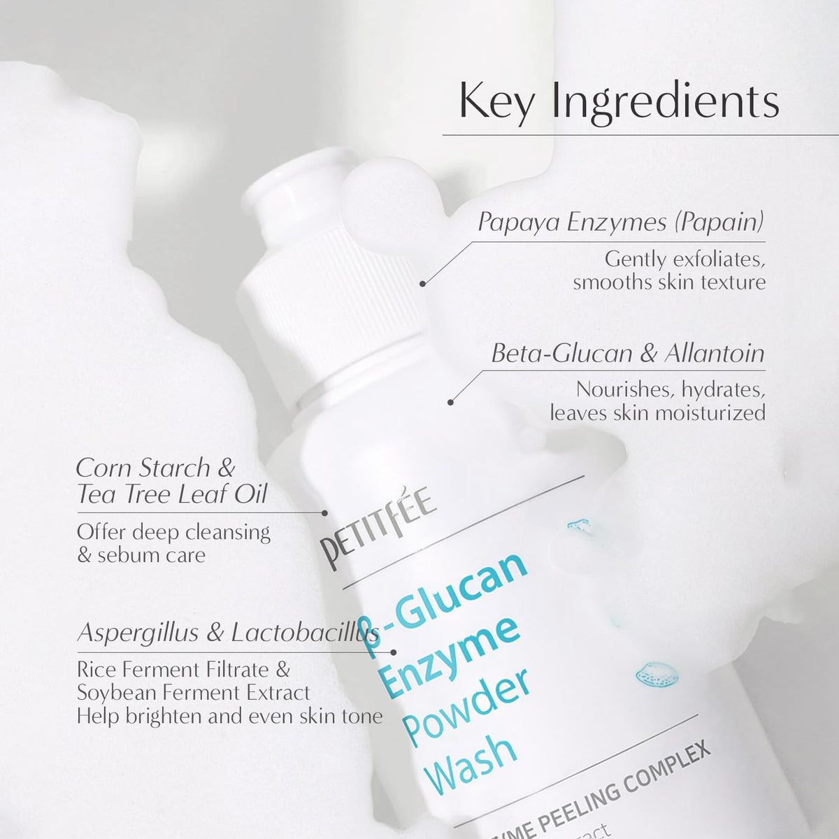 Petitfee mask applied on cheek showing gentle exfoliation effect
