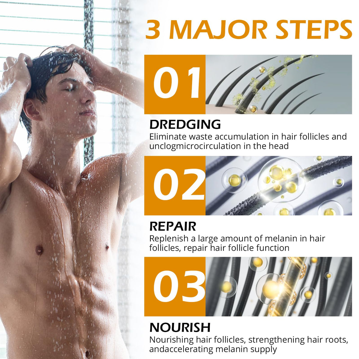 pewatul man applying bar to beard for subtle darkening and conditioning