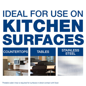P&G PROFESSIONAL being sprayed on a countertop to show fast soil removal benefit