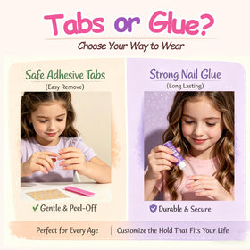 PGELXON adhesive tabs and nail glue displayed for flexible wear options and secure hold