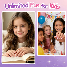 PGELXON nails next to a coin showing scale and short fit designed for kids' nails