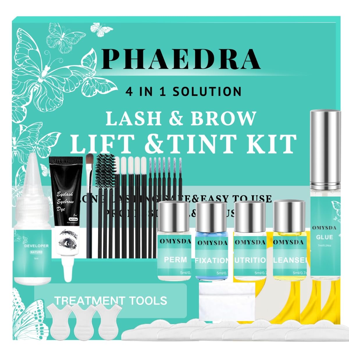 Phaedra front packaging showing complete lash and brow kit benefits