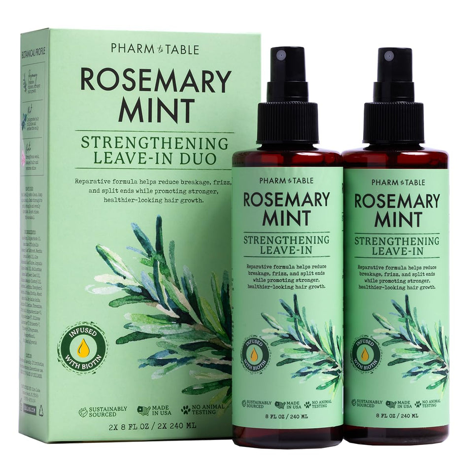 PHARM TO TABLE front packaging showing rosemary and mint benefits