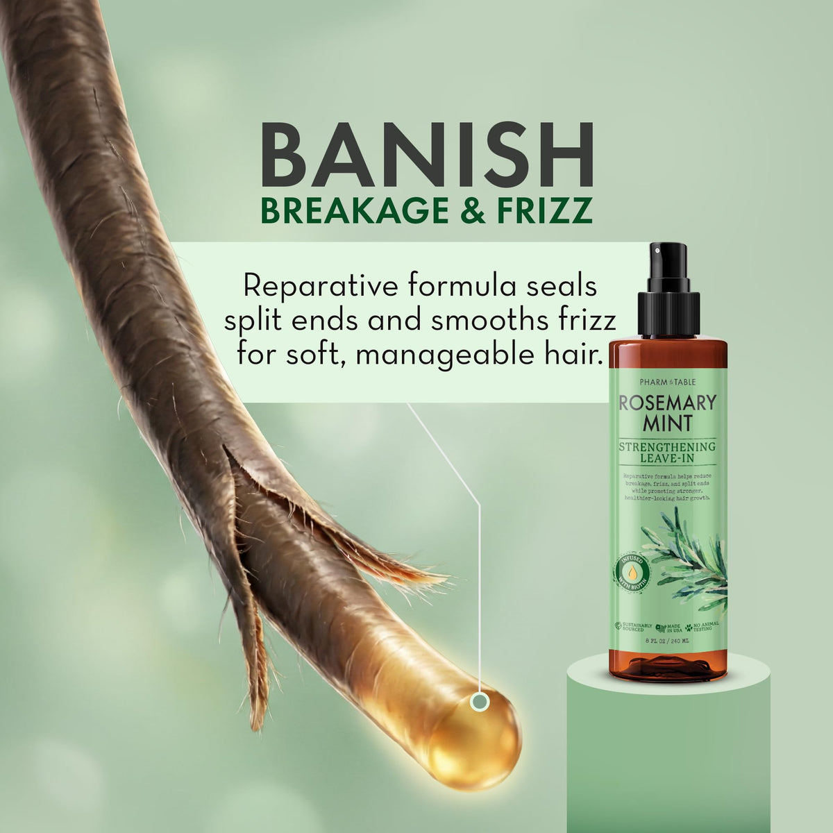 PHARM TO TABLE label close-up highlighting tea tree and botanical ingredients