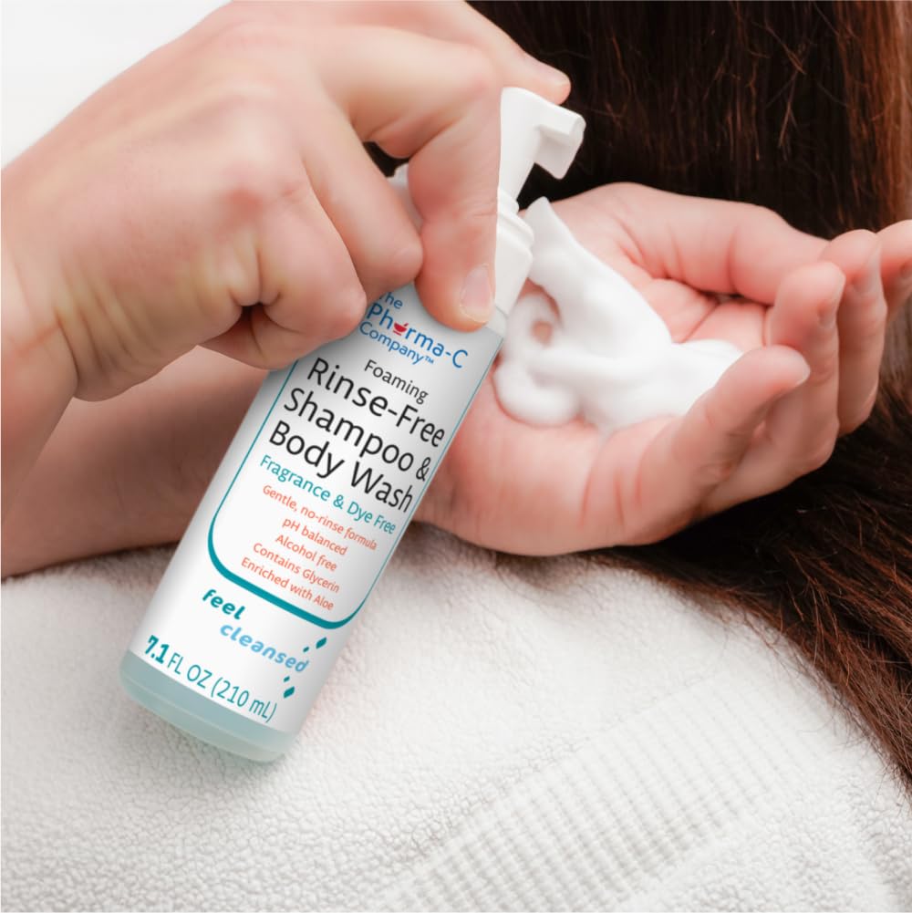 The Pharma-C Company applied to hair demonstrating quick no-rinse freshening benefit
