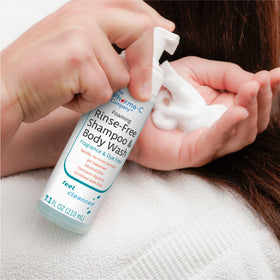 The Pharma-C Company applied to hair demonstrating quick no-rinse freshening benefit
