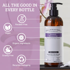 Pharmacopia pump dispensing shampoo foam for gentle, effective cleansing