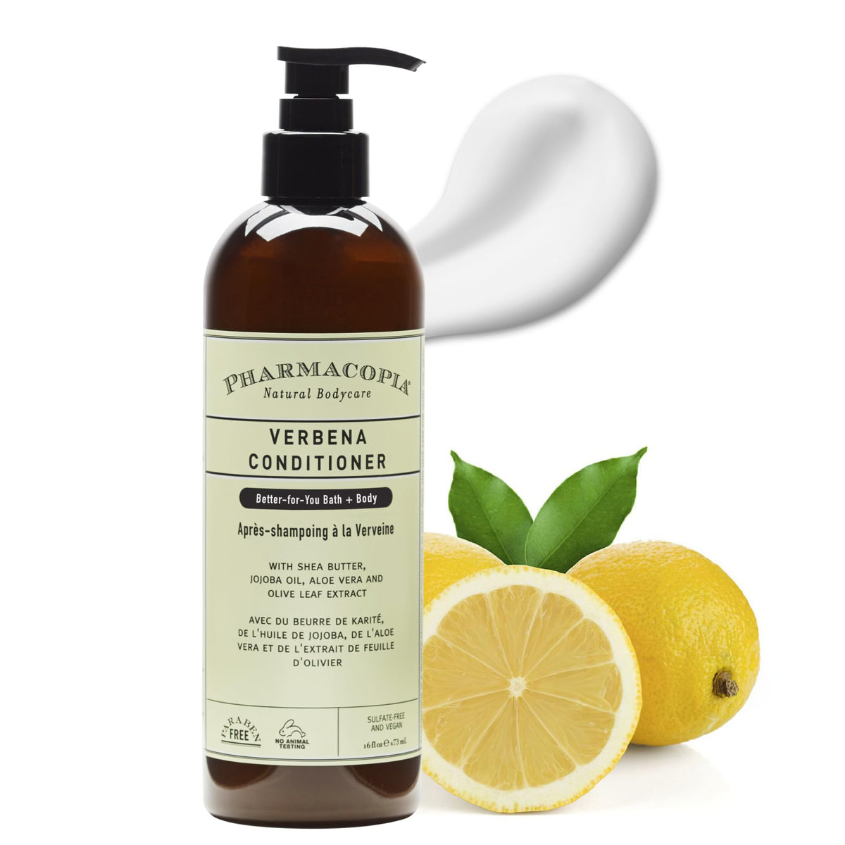Pharmacopia front bottle image showing clean label and verbena scent benefits