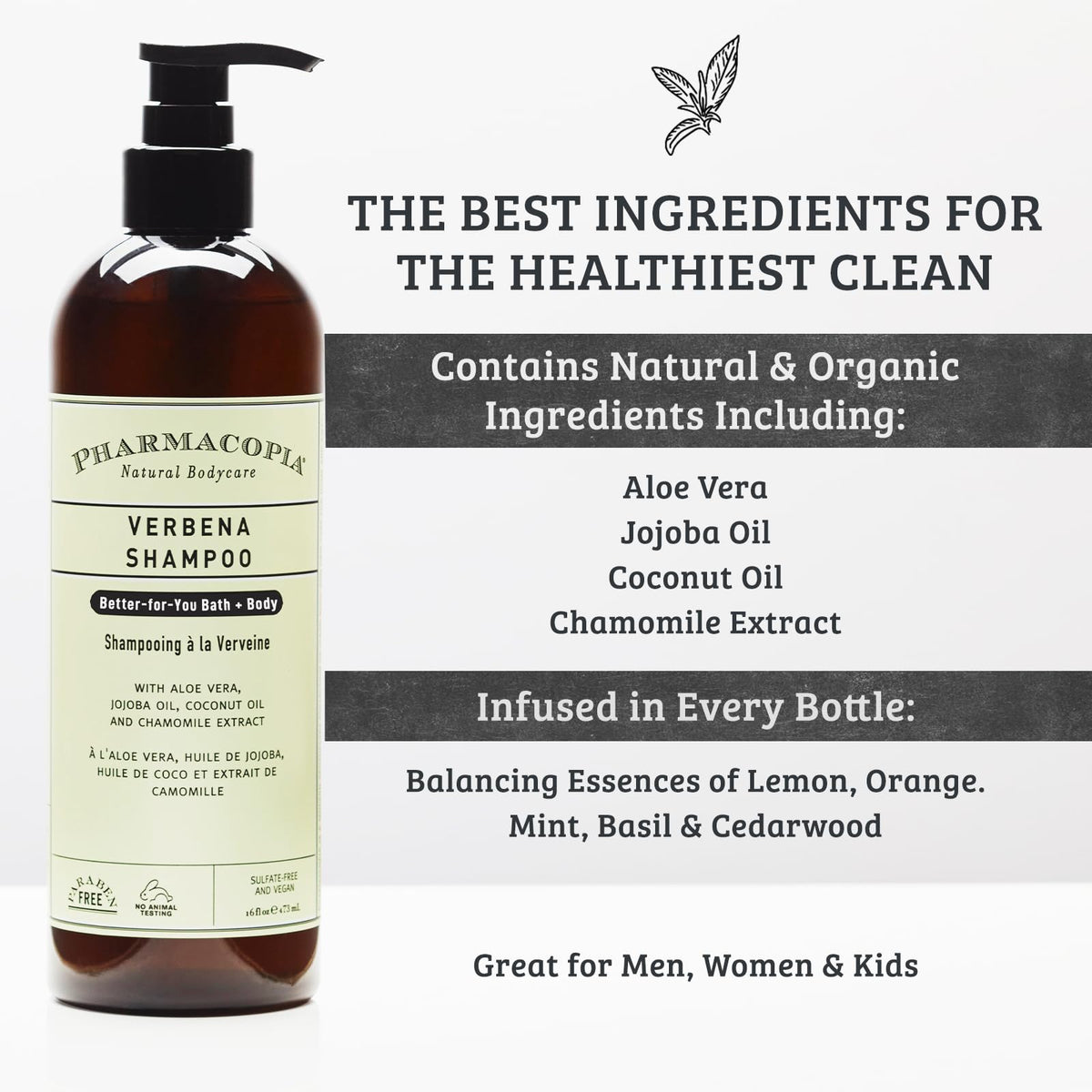 Pharmacopia verbena shampoo texture pouring from cap highlighting creamy gel