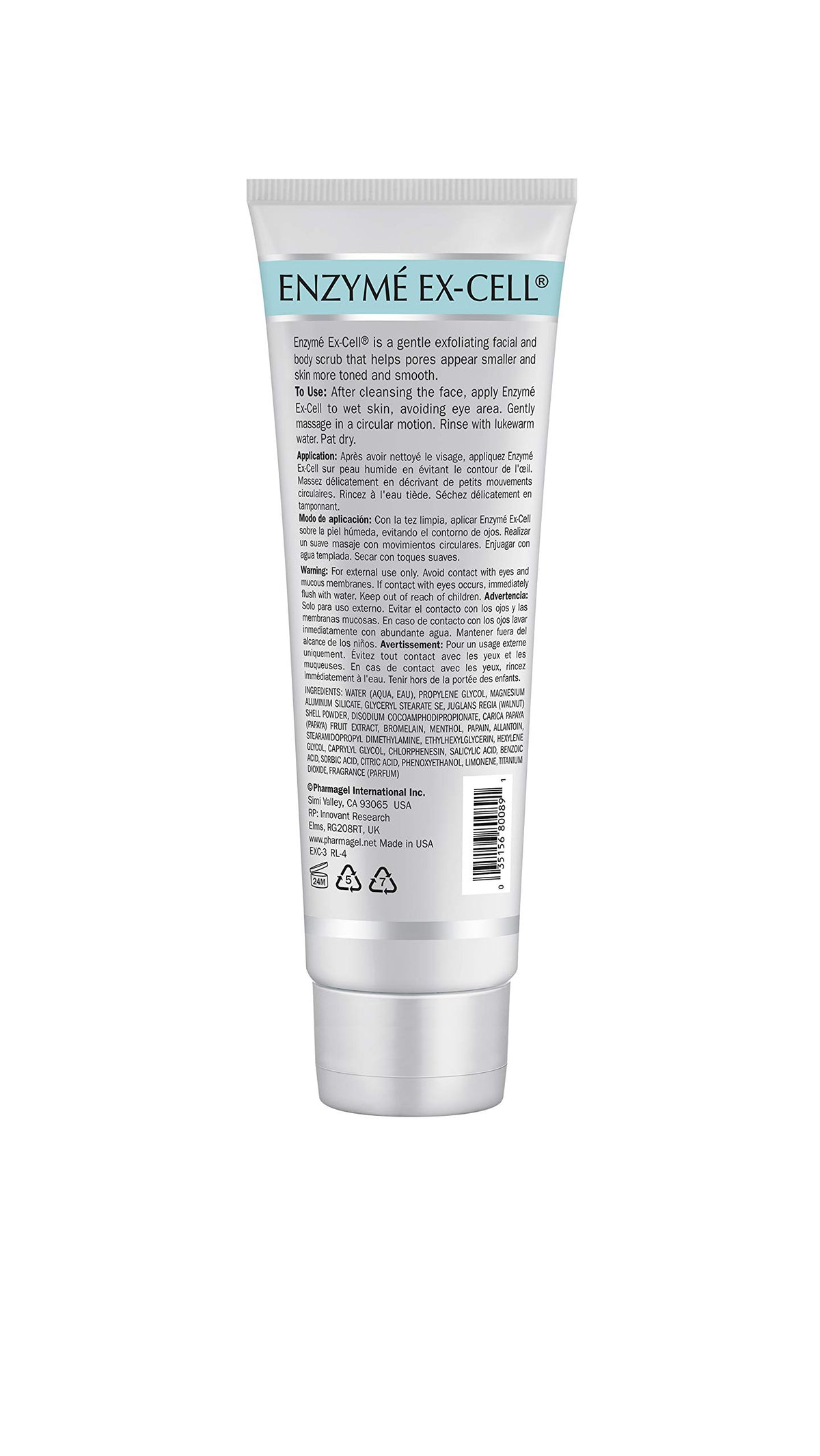 Pharmagel Enzyme Ex-Cell texture close-up with walnut grains and papaya enzymes for gentle exfoliation