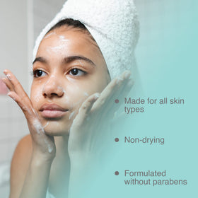 Pharmagel being applied to face during cleansing to remove makeup and hydrate