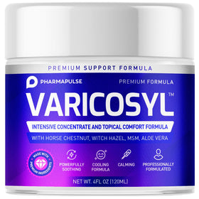 Pharmapulse Varicosyl jar front view showing label and 4oz size for easy identification