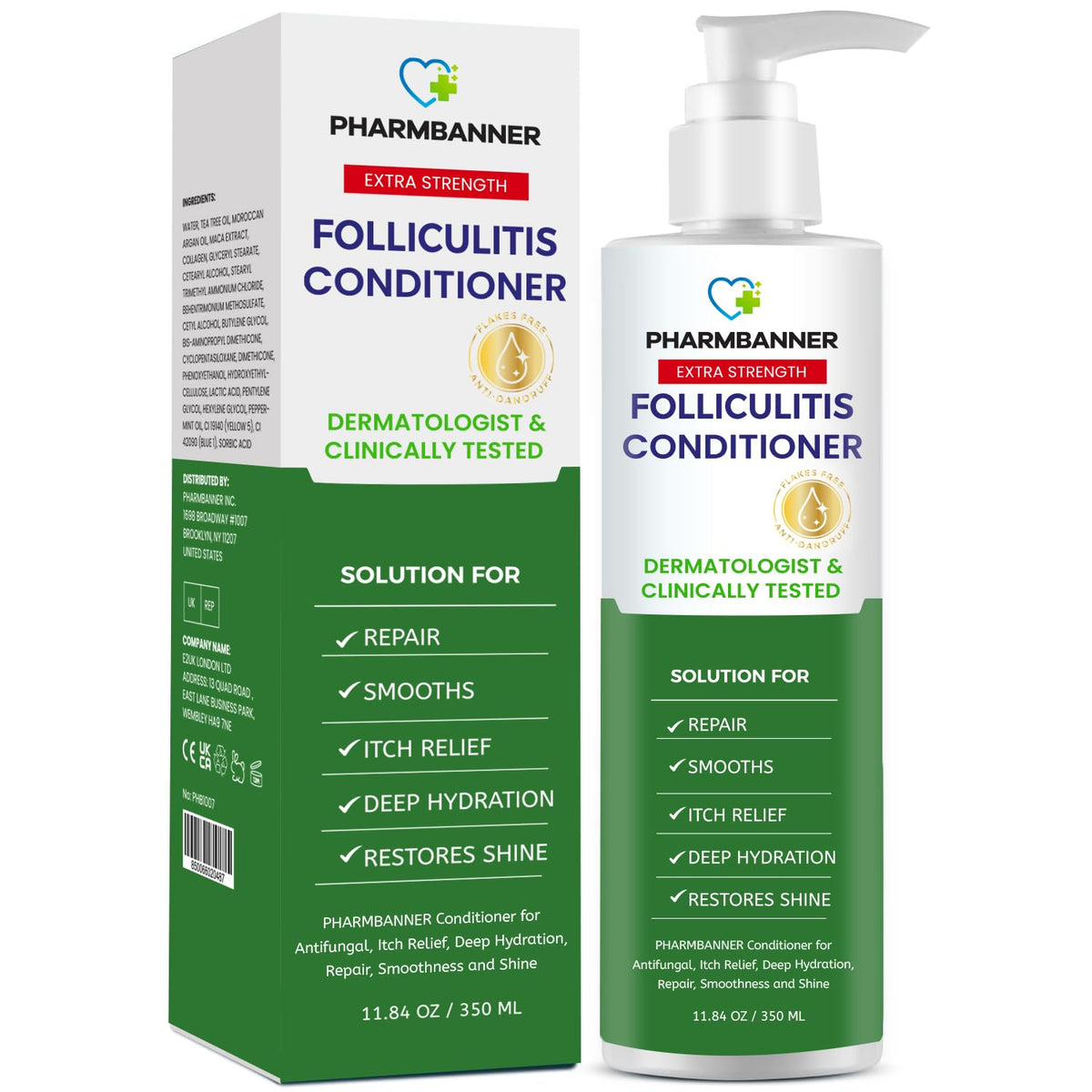 PHARMBANNER conditioner on bathroom shelf in lifestyle scene for everyday use