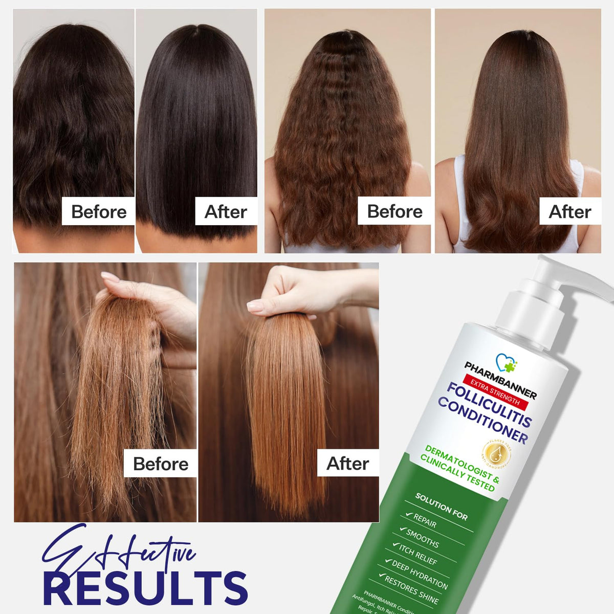 PHARMBANNER creamy conditioner texture pouring, shows hydration benefit