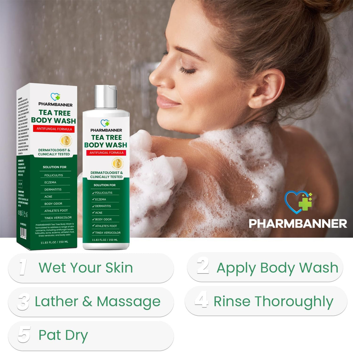 PHARMBANNER focus on back and neck areas demonstrating targeted relief