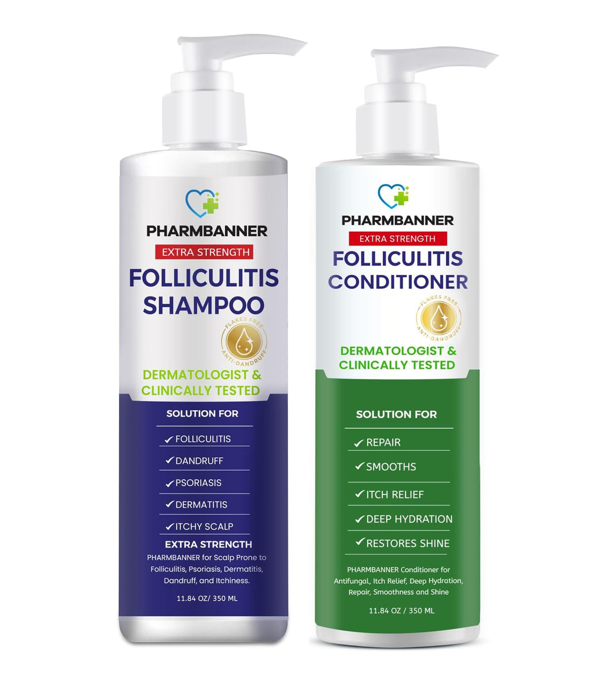 PHARMBANNER front packaging showing both shampoo and conditioner for medicated scalp care