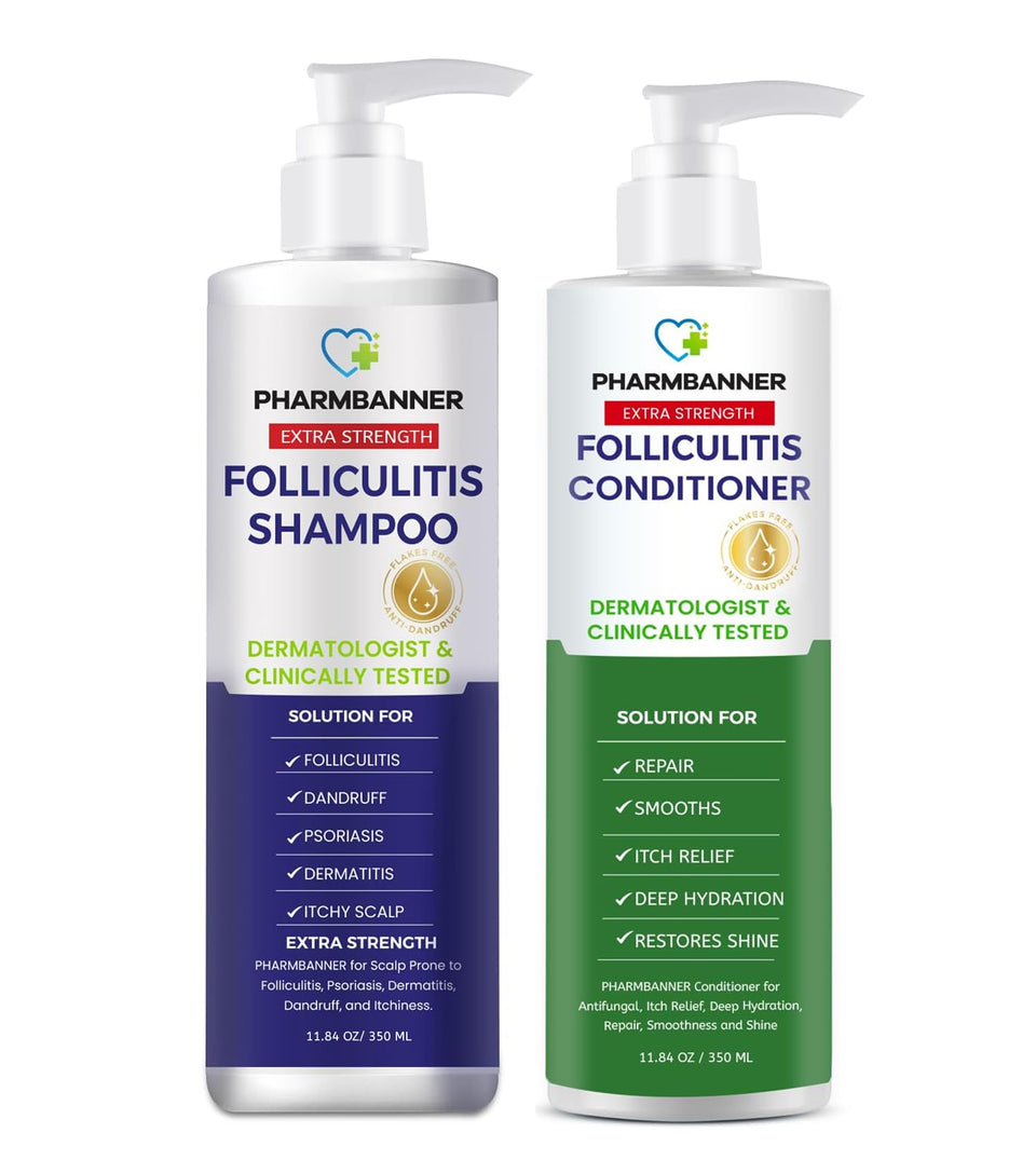 PHARMBANNER front packaging showing both shampoo and conditioner for medicated scalp care