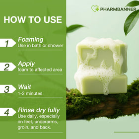 PHARMBANNER ingredient label close-up highlighting 1% clotrimazole and botanical oils